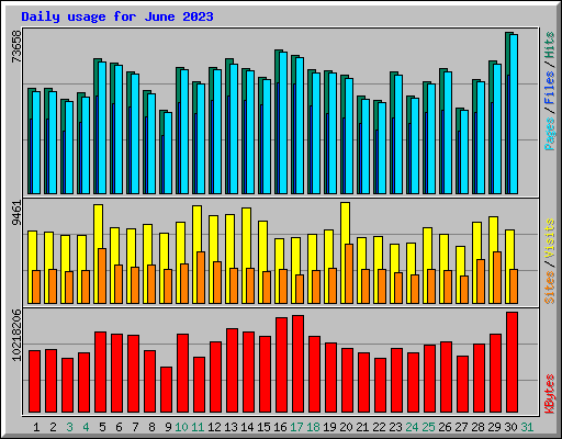 Daily usage for June 2023