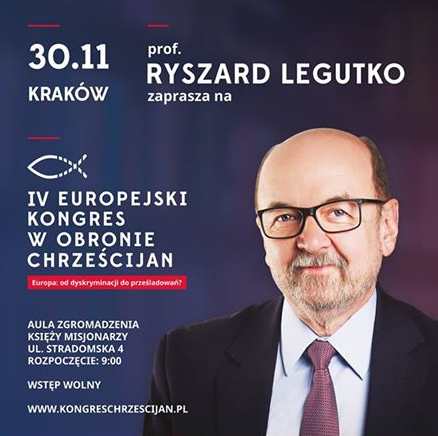 IV Europejski Kongres w Obronie Chrześcijan  Kraków, 30 listopada 2018 r.